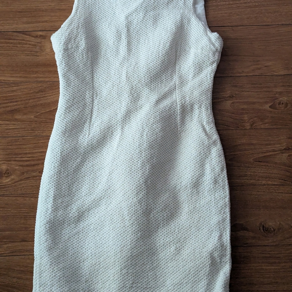 Pink Tartan Textured White Mini Dress